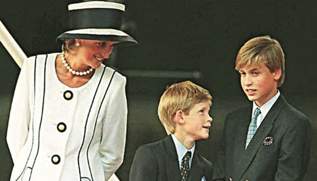 Princess Diana with her two sons Harry and William in 1995, two years before she died.