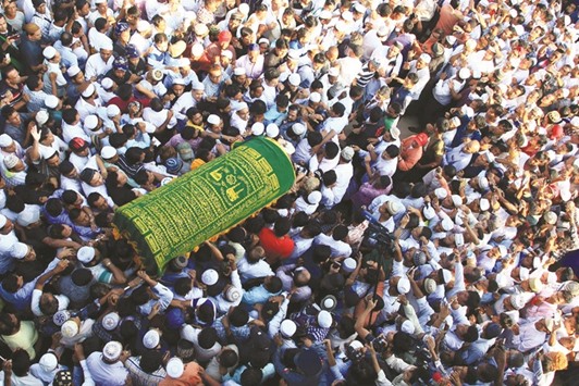 Supporters carry the coffin of Ko Ni in Yangon, Myanmar.