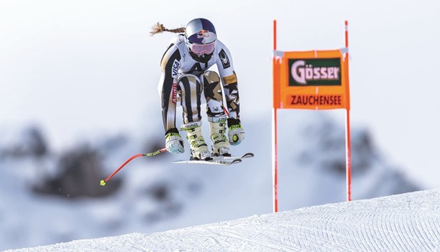 File picture of Lindsey Vonn performing at the FIS Alpine Skiing World Cup in Zauchensee, Austria.