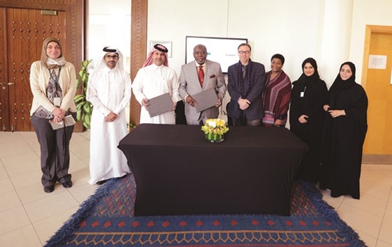 Qatar Foundation and VCUQatar officials at the signing ceremony.