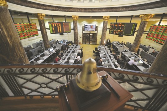 A general view of the Egyptian Stock Market in the capital Cairo (file). Egyptu2019s blue-chip index yesterday dropped 2.0% as foreign funds were net sellers of shares, bourse data showed.