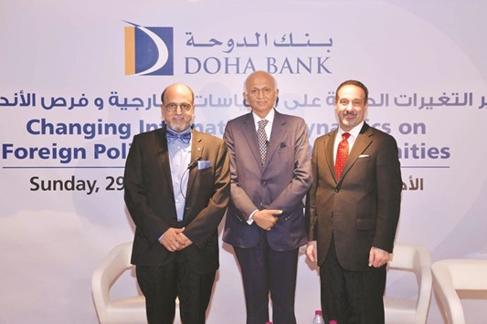 Doha Bank CEO Dr R Seetharaman with special guests of the banku2019s recently-held knowledge sharing session.