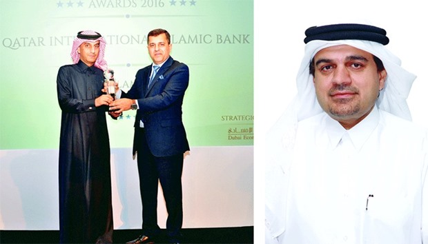 Al-Shaibei: Focus on local market. Right: Al-Jamal receives the u2018Best Islamic Bank in Qatar 2016u2019 award in Dubai recently.