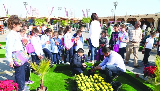 Students from various schools in Doha participated in a number of educational and planting activities.