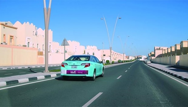 A taxi operating on Al Thumama Street. PICTURE: Ram Chand