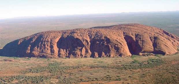 This file photo shows the helicopter view of Uluru.     Photo by Huntster/Wikipedia