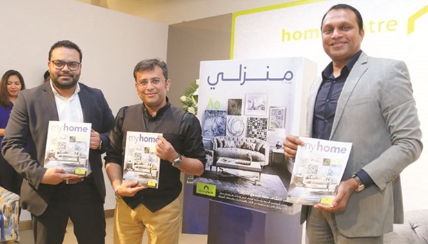 Home Centre officials launch the 2017 catalogue in Doha yesterday. PICTURE: Jayan Orma