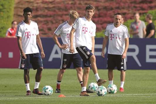 Bayern Munich players trained in  Doha last week. (AFP)
