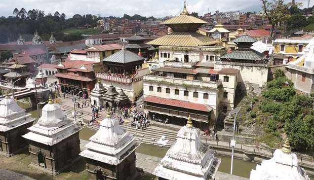 MOSTLY INTACT: In the complex of Pashupatinath in Kathmandu, the 2015 quake left little damage. Other such sites were not so lucky, and rebuilding has been slow-going due to bureaucratic hurdles.