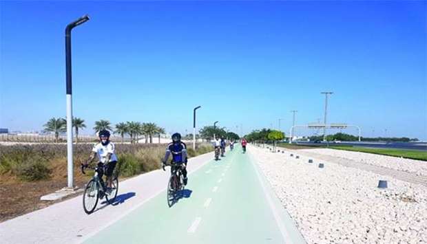Cycling enthusiasts enjoying their ride along the 13-km track on Friday. PICTURES: Joey Aguilar