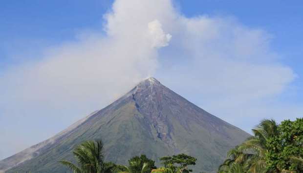 Mayon Volcano spews ash
