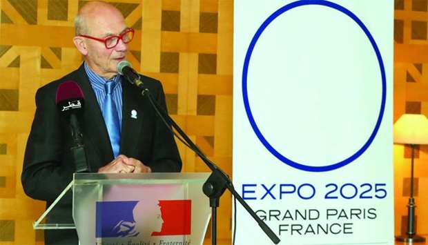 Lamy, Franceu2019s delegate for the 2025 Expo bid, delivers a presentation during a meeting held in Doha recently. PICTURE: Jayan Orma