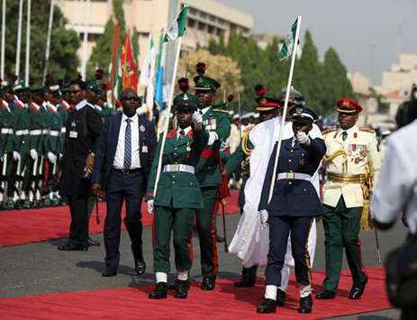 Nigeriau2019s President Muhammadu Buhari inspects the guard of honour during the 2018 Armed Forces Remembrance Day celebration in Abuja yesterday.