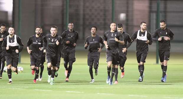 Al Sadd players train ahead of their QNB Stars League match against Al Sailiya this Saturday.