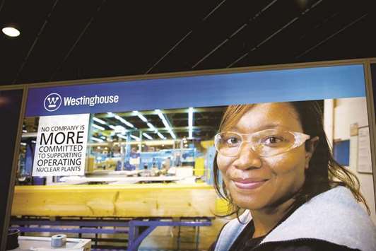The logo of the American company Westinghouse is seen in Le Bourget, near Paris. Toshiba has agreed to transfer its Westinghouse-related shares to Canadau2019s Brookfield Business Partners, which earlier this month agreed to buy the unit for $4.6bn.