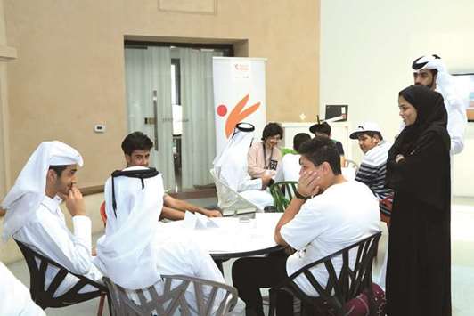 Students during a brainstorming activity.