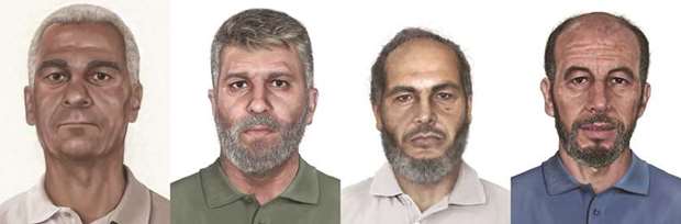 This picture released by the US Federal Bureau of Investigation (FBI) shows age-progressed images of (from left) al-Turki, Rahim, ar-Rahayyal, and al-Munawar.