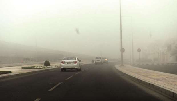 Glimpses of fog around Doha.