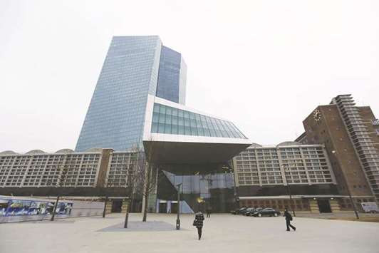 A view of the European Central Bank (ECB) in Frankfurt. In Europe, where the ECB is set to continue buying u20ac30bn of assets each month until September, ultra low or even negative on certain maturities, there is a lot of optimism in the air.