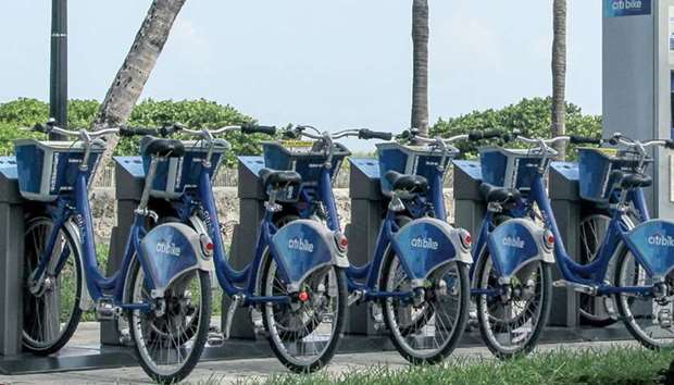 BIKES ON RENT: Miami is one of many US cities that rely heavily on cars, but the authorities are trying to shake things up a bit by offering rental bikes.