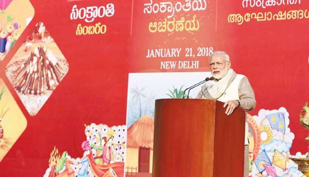 Prime Minister Narendra Modi addresses an event in New Delhi yesterday.