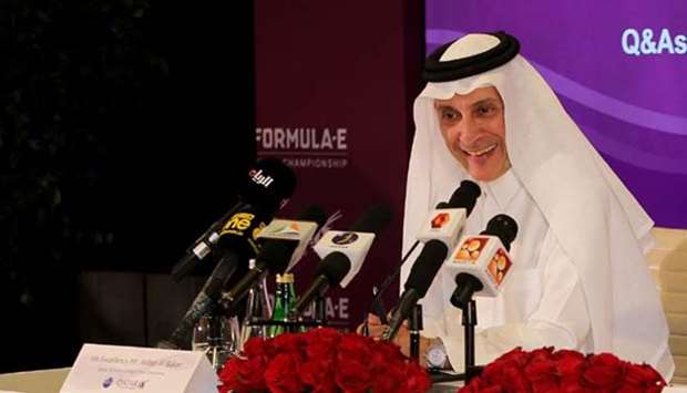 Qatar Airways Chief Executive Akbar al-Baker addresses a press conference in Doha.