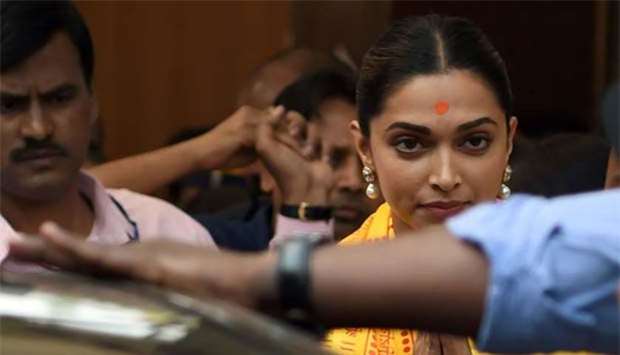 Bollywood actress Deepika Padukone, lead of the film 'Padmaavat', visits the Siddhivinayak Temple in Mumbai ahead of the film's release, on Tuesday.
