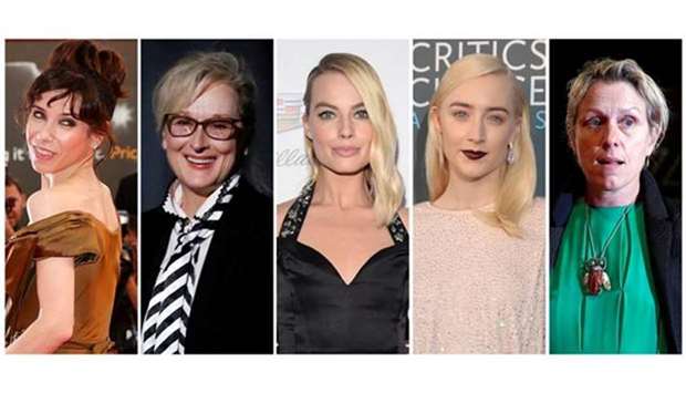 Nominees for the 90th Oscar Best Actress Awards are (left to right) Sally Hawkins, Meryl Streep, Margot Robbie, Saoirse Ronan and Frances McDormand.