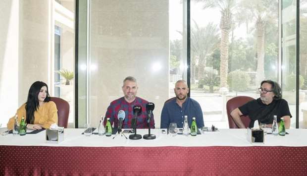 (From left) Nour Fathallah, Carlos Sanchez Caballero, Alejandro Resta and Fouad Sarkis at the press briefing in Doha.