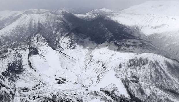 Photo taken from a Kyodo News helicopter shows the area surrounding Mt. Kusatsushirane