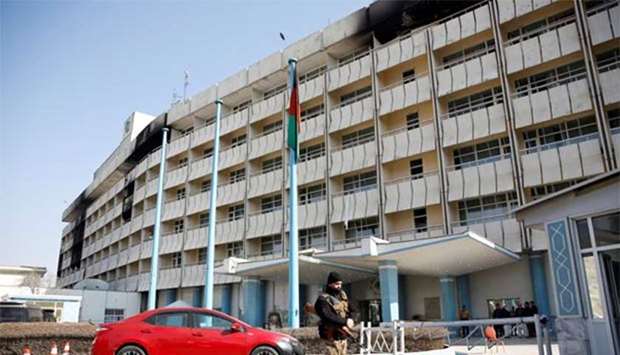 The Intercontinental Hotel in Kabul is pictured after an attack last Saturday.
