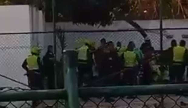 Police and rescue personnel at the site of blast
