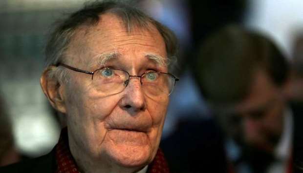 Ingvar Kamprad listens an address at the Russian - Swiss Innovation day at the Swiss Federal Institute of Technology in Ecublens, near Lausanne May 17, 2013.