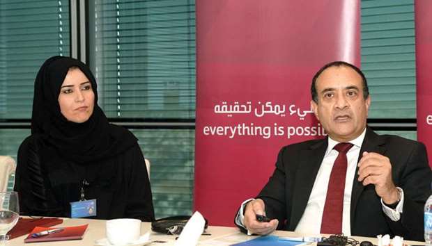 Abraham with Commercial Bank head (marketing communications and branding) Abeer Marwan al-Kalla at a media round table yesterday. PICTURE: Thajuddin