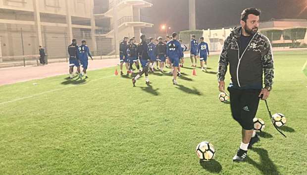 Al Gharafau2019s new coach Bulent Uygun at training.