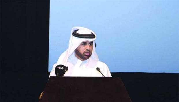 Dr Khalid bin Ibrahim al-Sulaiti speaks at the 5th Katara Tech Forum.