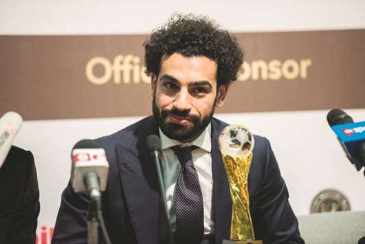 African Footballer of the Year, Egypt and Liverpool striker Mohammed Salah, speaks after the CAF awards in Accra, Ghana, on Thursday. (AFP)