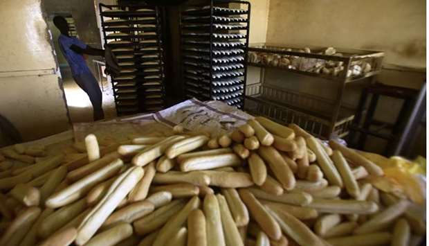 A Sudanese man works at a bakery in the capital Khartoum