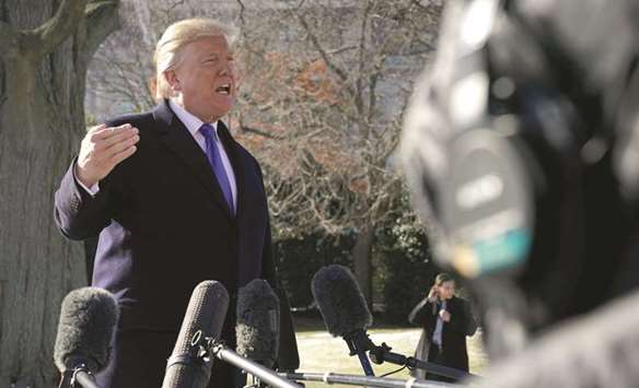 US President Donald Trump at a press conference in Washington. US and South Korean negotiators will meet Friday in Washington to discuss changes to the free trade pact between the two countries, known as Korus.