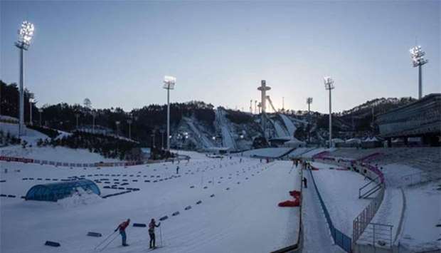 The nordic skiing and ski jump venues for the Pyeongchang 2018 Winter Olympics are seen in this file picture.