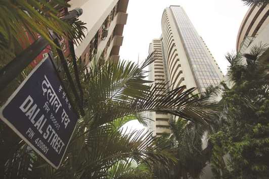 The Bombay Stock Exchange building in Mumbai. The Sensex closed up 0.6% to 34,352.79 points yesterday.