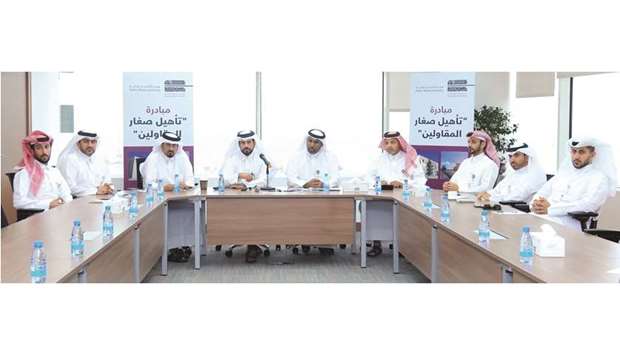 Ashghal officials during a press conference yesterday.