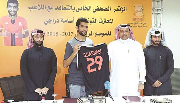 Tunisian midfielder Oussama Darragi was unveiled in the presence of Umm Salal Sports Club President Sheikh Hamad bin Nasser al-Thani and Vice President Sheikh Tamim bin Mohammed al-Thani.