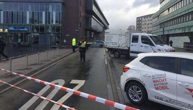 The car ramming scene cordoned off by police in Bottrop. Picture: Twitter