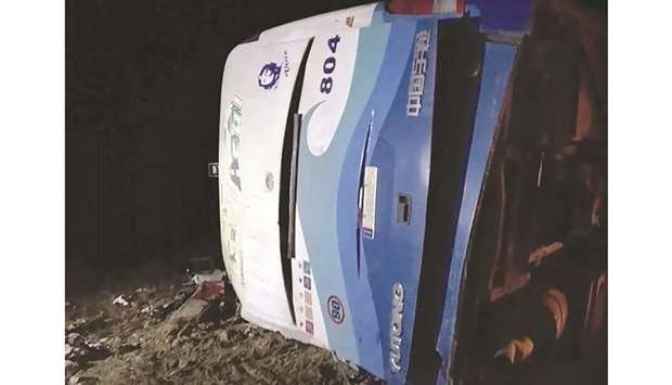 This handout picture released by Cuban official website  www.Cubadebate.cu shows the overturned bus.