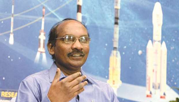 ISRO chairman Kailasavadivoo Sivan gestures while addressing a press conference in Bangalore yesterday.