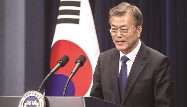 South Koreau2019s President Moon Jae-in speaks during a press conference in Seoul. Moon, a progressive, was swept into office in 2017 promising a reversal from the conglomerate-focused economic agenda of ousted President Park Geun-hye. But his plan to raise the minimum wage 11% disappointed both workers who didnu2019t think it was enough and businesses who said it stifled growth.