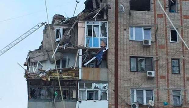 The apartment building damaged in the blast. Photo courtesy: Zvezda News