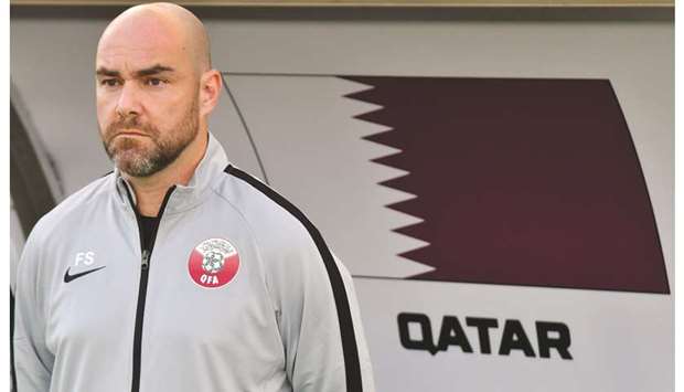 Qataru2019s coach Felix Sanchez looks on during the 2019 AFC Asian Cup group E football match between North Korea and Qatar at the Khalifa bin Zayed stadium in Al Ain on January 13.