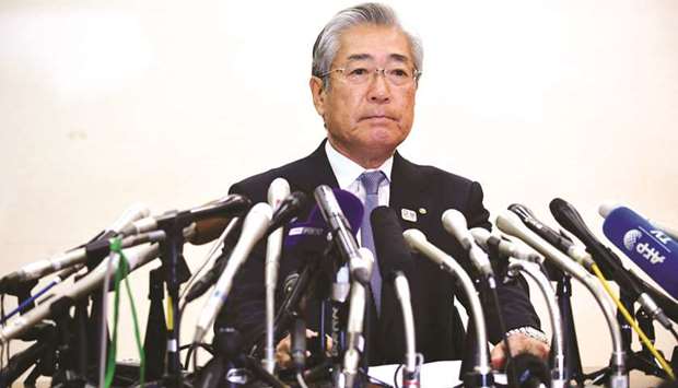Japanese Olympic Committee president Tsunekazu Takeda attends a press conference in Tokyo yesterday. (AFP)